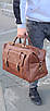 Сумка дорожня шкіряна стильна велика для поїздок з ручками на блискавці Катана коричнева, фото 9
