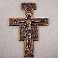 Крест на стену с креплением Распятие Христа 40х28 см 75880 бронзовое покрытие