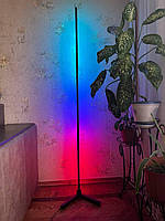 Белый напольный Угловой лед светильник 1.5м, лед торшер, Неоновая лампа, RGB подсветка с Bluetooth Черный, 1.5