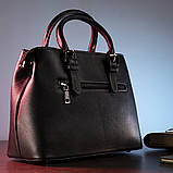 Класична жіноча сумка на шкірі флотар Vintage 14861 Чорна, фото 5