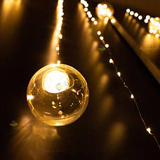 Світлодіодна LED лід гірлянда лампочки гірлянда штора на ялинку теплий білий гірлянда 6 метрів, фото 3