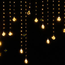 Світлодіодна LED лід гірлянда лампочки гірлянда штора на ялинку теплий білий гірлянда 6 метрів, фото 3