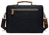 Сумка-портфель чоловіча текстильна з шкіряними вставками Vintage 20002 Чорна, фото 4