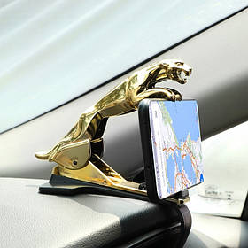 Автомобільний тримач для телефону Пума золотий. Горизонтальний тримач телефону для машини Пума