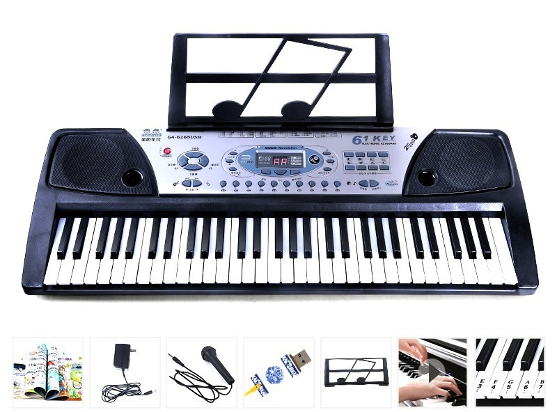 Дитячий ігровий синтезатор, мікрофон, 61 клавіша, 810USB, фото 1