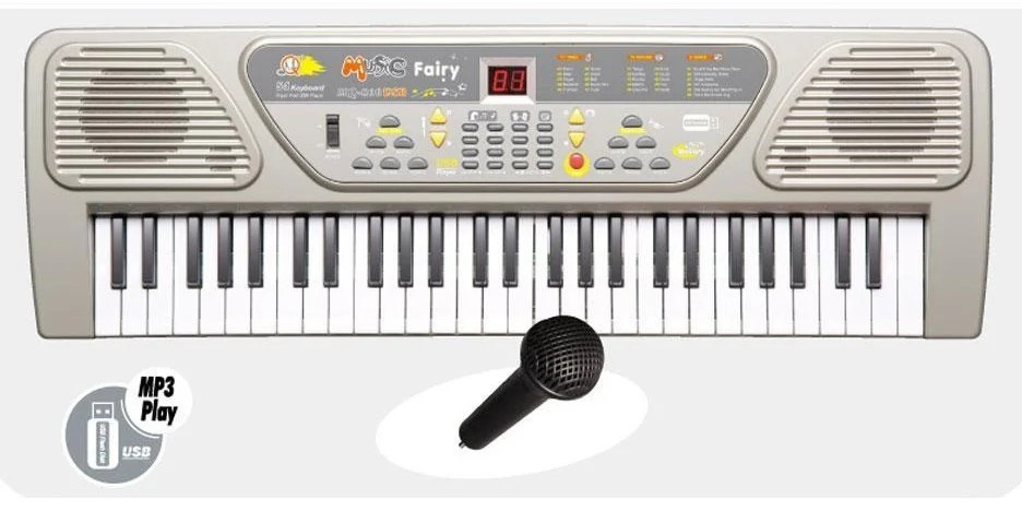 Дитячий ігровий синтезатор, мікрофон, 61 клавіша, MQ806USB, фото 1