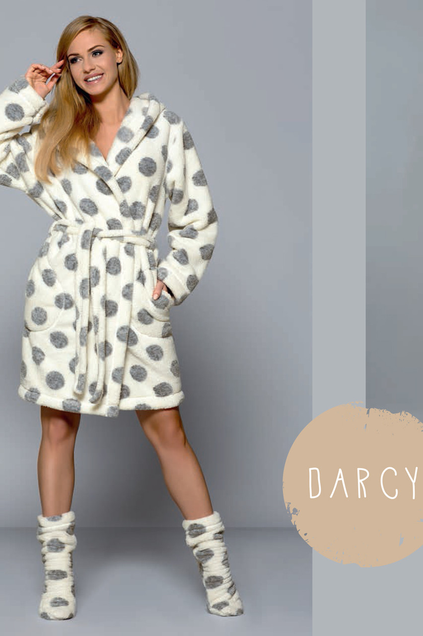 Короткий жіночий халат у горошок на запах L&L DARCY