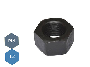 Гайка M8 DIN 934 клас міцності 12 ГОСТ 5915-70 ГОСТ 5927-70