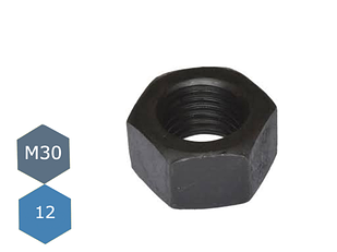 Гайка M30 DIN 934 клас міцності 12 ГОСТ 5915-70 ГОСТ 5927-70