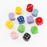 Бусини 50 шт. гральна кістка 13х13мм акрил колір мікс УТ10013975