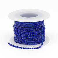 Ланцюг зі стразами 2 мм 9 мм латунь колір сапфір