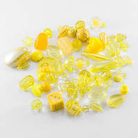 Бусини акрил мікс форм колір жовтий у пакованні 50 г УТ100017977