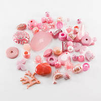 Бусини акрил мікс форм колір рожевий у пакованні 50 г УТ100017976