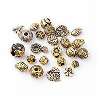 Бусини 20 г приблизно 28 шт. акрил мікс форм античне золото УТ100015102