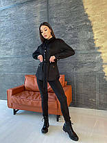 Костюм замшевий лосини висока талія й піджак із кишенями та поясом, фото 2