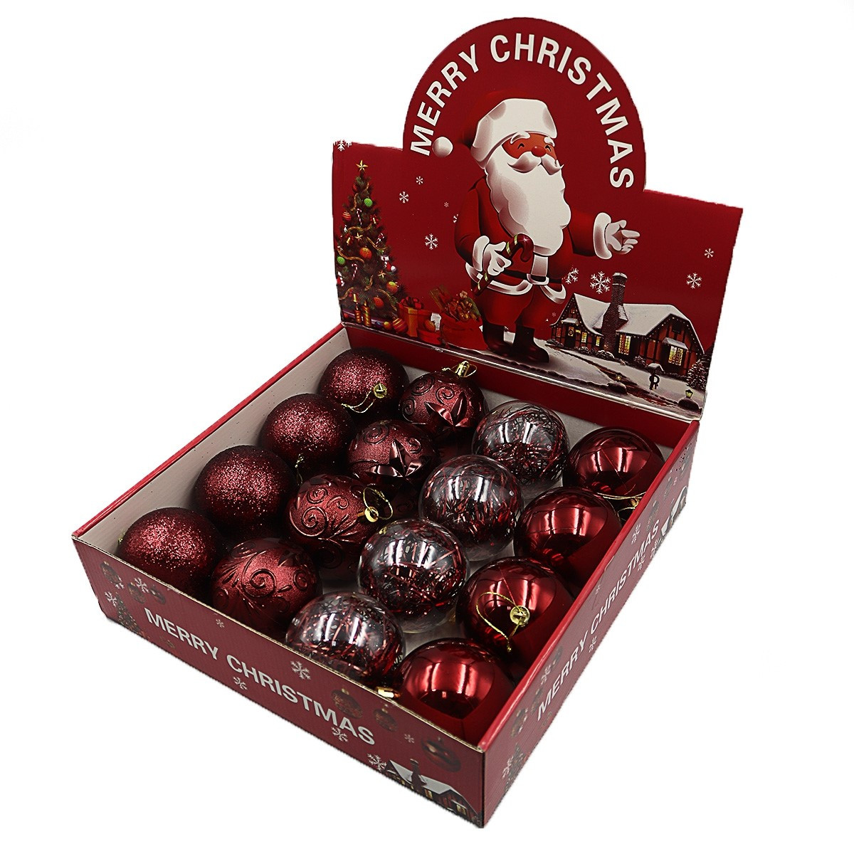 Набір ялинкових прикрас подарунковий "Red", д 8 см* 16 шт., 747404, фото 1