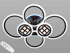 Стельова люстра з димером і LED-підсвіткою, колір чорний хром, 150 W