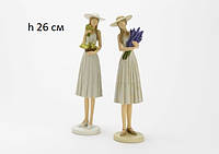Набор статуэток декоративных Amadeus "Пара девушек с цветами", бежевые; h 26 см