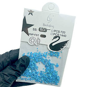 Набір синіх неонових каменів №2, різних розмірів, для дизайну нігтів