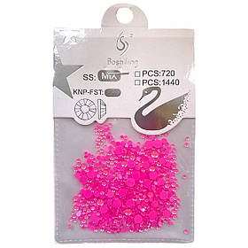 Набір рожевих неонових каменів №4, різних розмірів, для дизайну нігтів