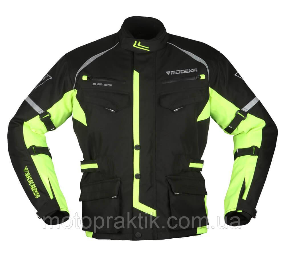 Modeka Tarex Jacket Black/Neon Yellow Sz.S Мотокуртка текстильна із захистом
