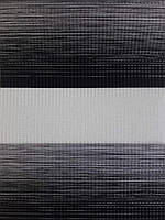 Рулонная штора день-ночь в кассете, закрытая система,ткань ДН,Турция, серый черный, размер 400х1300