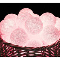 Гирлянда "Хлопковые шарики" (20 шариков 3,20см) нежно-розовый