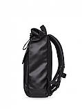 Рюкзак роллтоп кожаный мужской городской BLACK MAGNET черный из экокожи с отделением для ноутбука, фото 7