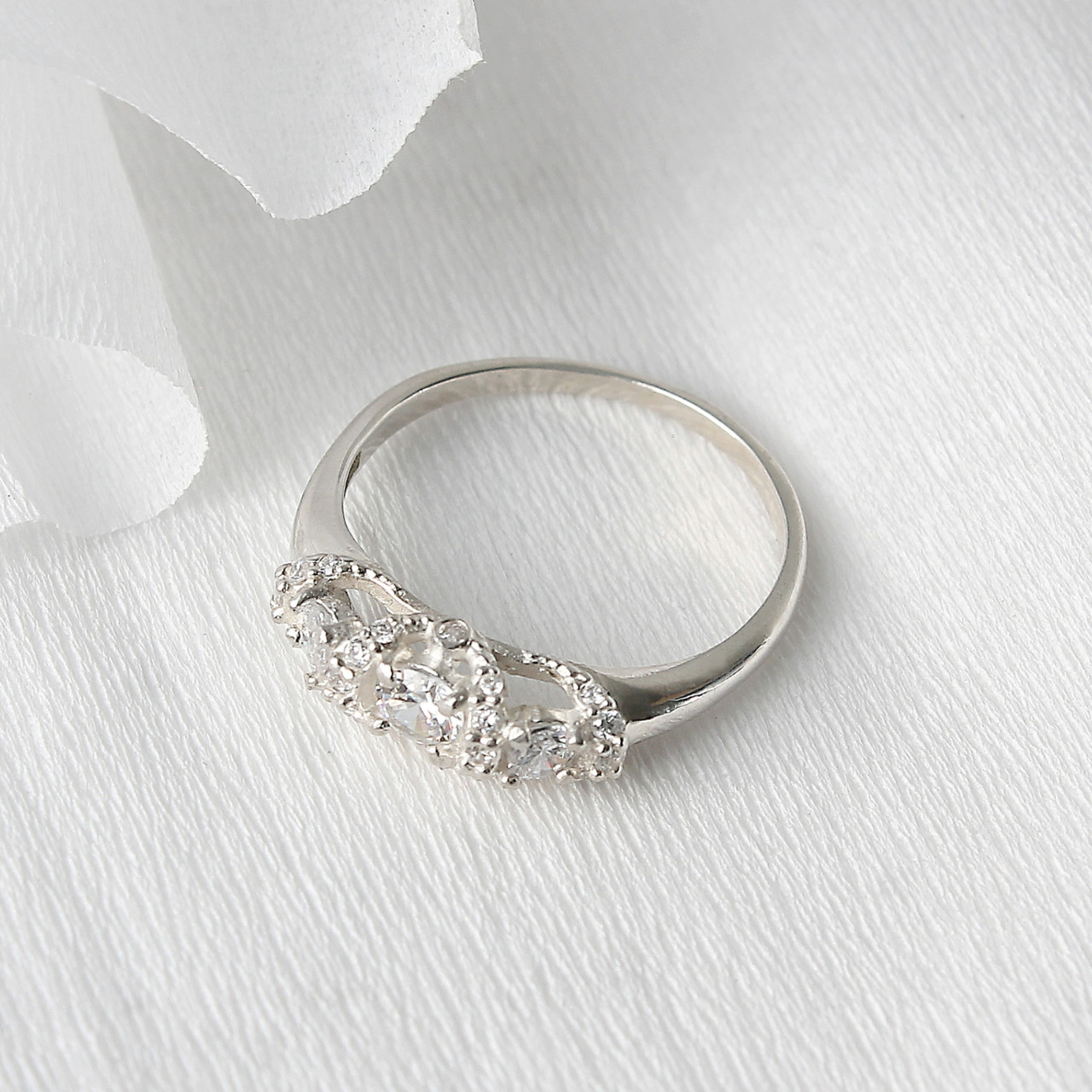 Срібна каблучка з фіанітами Ажур, фото 1