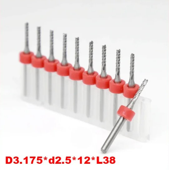 Кукурудза фреза D3.175*d2.5*12*L38 твердосплавна фреза 2.5 мм для ЧПК для стандартного розкрою
