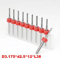 Кукурудза фреза D3.175*d2.5*12*L38 твердосплавна фреза 2.5 мм для ЧПК для стандартного розкрою