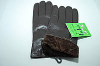 Перчатки кожаные мужские коричневые на тонком искусственном меху Paulolin 2046_11