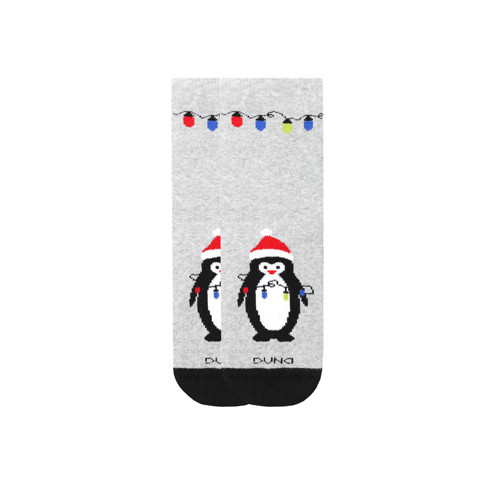 Утеплені махрові дитячі шкарпетки новорічні з пінгвіном і герляндою Дюна України 4022