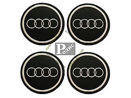 Наклейки на ковпаки Audi чорні (90 мм) — Наклейки для ковпаків Ауді