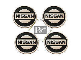 Наклейки на ковпаки Nissan чорні (90 мм) — Наклейки для ковпаків Ніссан