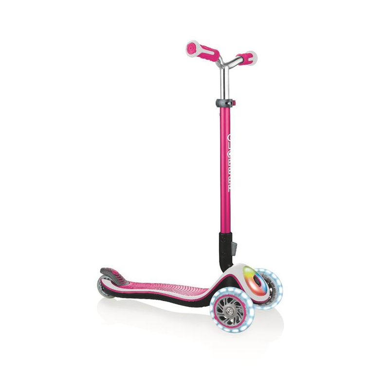 GLOBBER — Самокат серії ELITE PRIME рожевий, колеса з підсвіткою, до 50 кг, 3+, 3 колеса