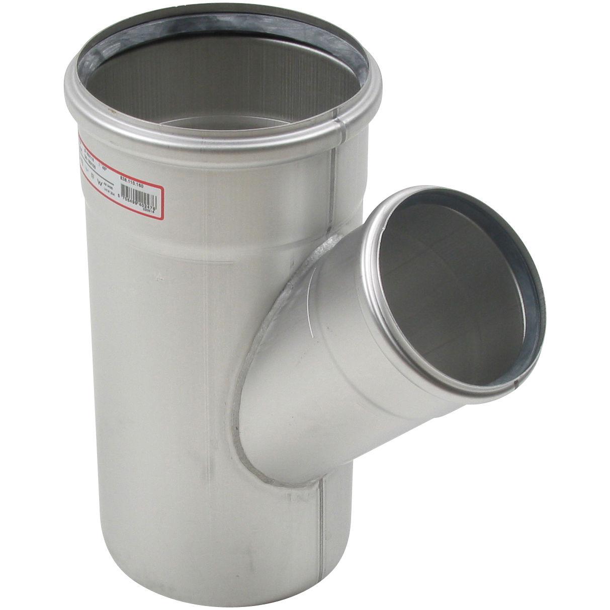 Трійник BLUCHER 45 градусів для переходу з каналізаційної труби DN160 у DN110, неіржавка сталь, фото 1