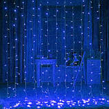 Світлодіодна гірлянда штора водоспад 3х2 м, новорічна гірлянда синя, гірлянда-водоспад, фото 5