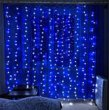 Світлодіодна гірлянда штора водоспад 3х2 м, новорічна гірлянда синя, гірлянда-водоспад, фото 6