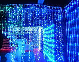 Світлодіодна гірлянда штора водоспад 3х2 м, новорічна гірлянда синя, гірлянда-водоспад, фото 9