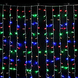 Світлодіодна гірлянда штора водоспад мультик, новорічна гірлянда завіса різнокольорова 240 LED 3х2 м, фото 5