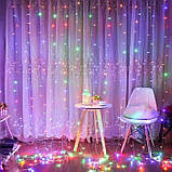 Світлодіодна гірлянда штора водоспад мультик, новорічна гірлянда завіса різнокольорова 240 LED 3х2 м, фото 2