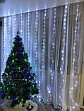 Гірлянда штора водоспад 3х2 м, світлодіодна гірлянда завіса холодна біла 240 LED, гірлянда-водоспад на вікно, фото 4