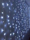 Гірлянда штора водоспад ВУЛИЧНА 3 х 2 м 480 LED, новорічна світлодіодна гірлянда завісу дощ холодний білий, фото 10