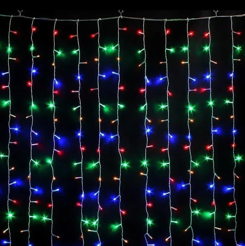 Гірлянда штора водоспад ВУЛИЧНА 3 х 2 м 480 LED, новорічна світлодіодна гірлянда завісу мультик різнокольорова