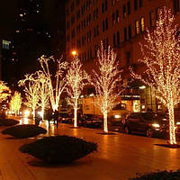 Світлодіодна гірлянда Нитка вулична 40 м 800 Led, Новорічна гірлянда теплий білий жовтий на дерево ялинку