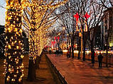 Світлодіодна гірлянда Нитка вулична 40 м 800 Led, Новорічна гірлянда теплий білий жовтий на дерево ялинку, фото 8