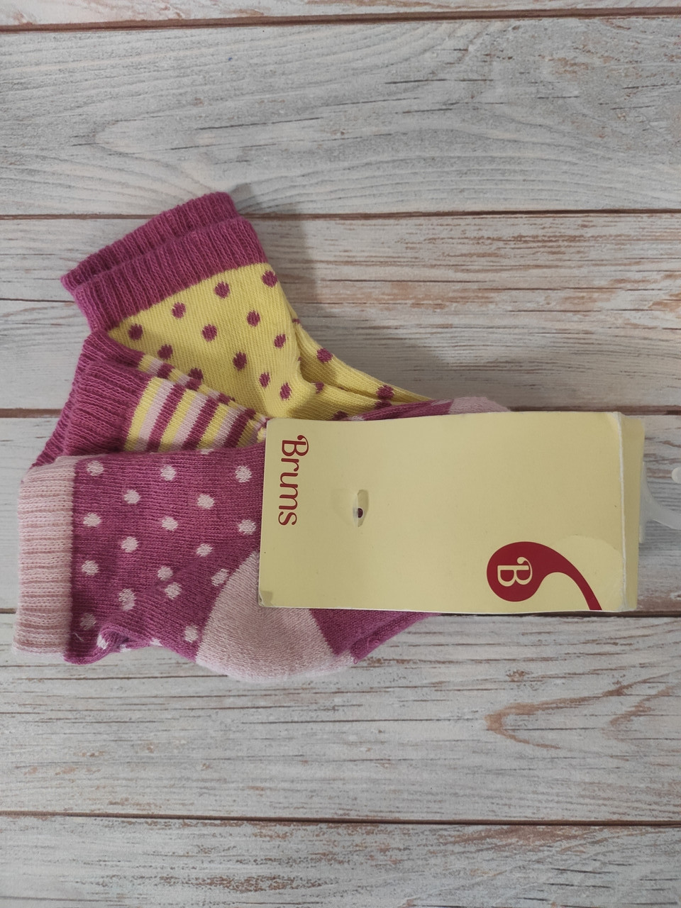 Утеплені махрові шкарпетки дитячі для дівчинки комплект 3 штуки 0-2 BRUMS Італія 133belj001, фото 1