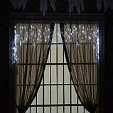 Гірлянда бахрома холодний білий колір 3.5 х 0.5 м 100 LED-лампочок, світлодіодна Гірлянда на вікно штору будинок ХІТ, фото 4