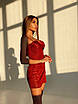 Коктейльное блестящее платье бюстье с ассиметричной юбкой с чашечками PUSH-UP в красном платье, фото 4